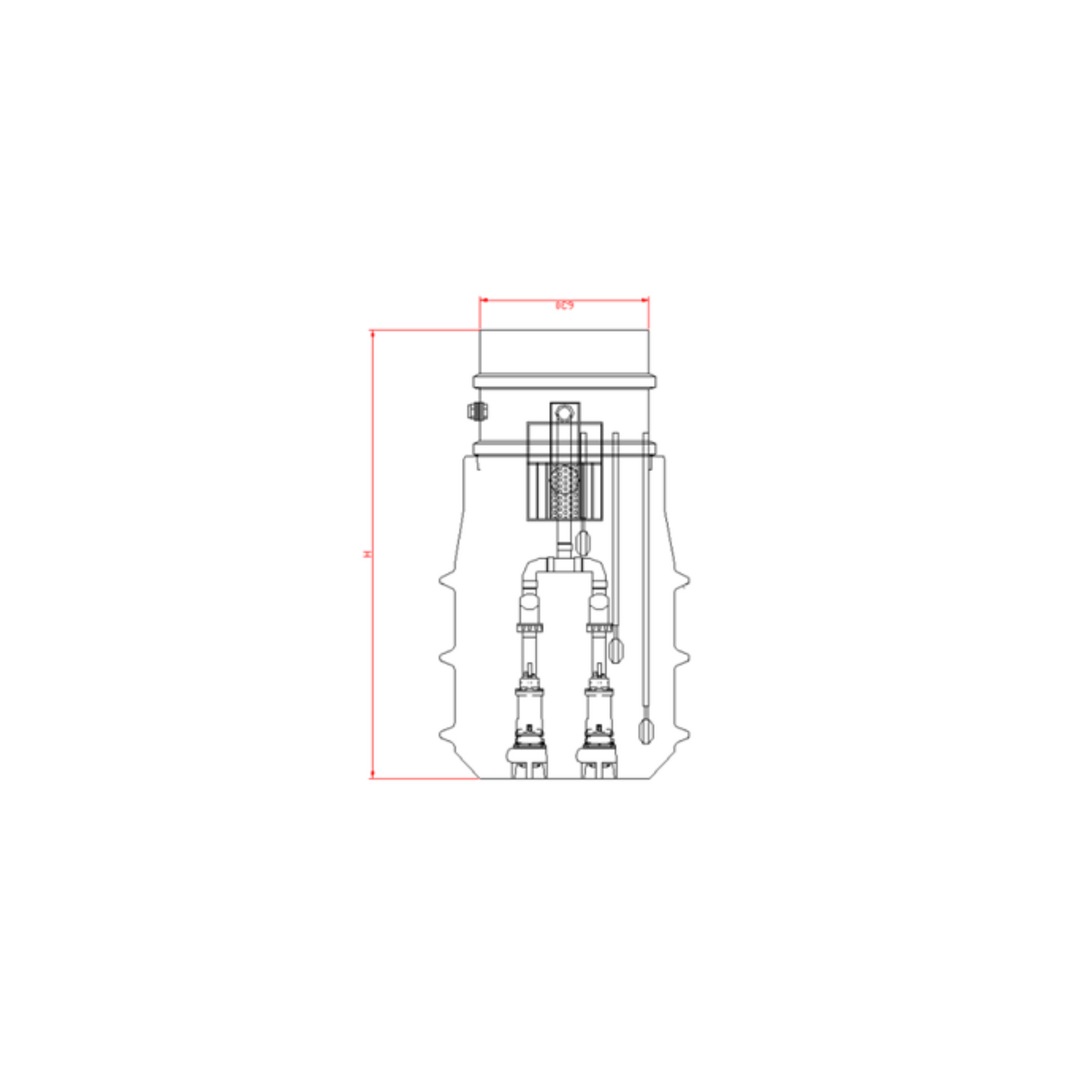 Fosse de pompage PP850/2/MCm 15/45 - 750 L/min